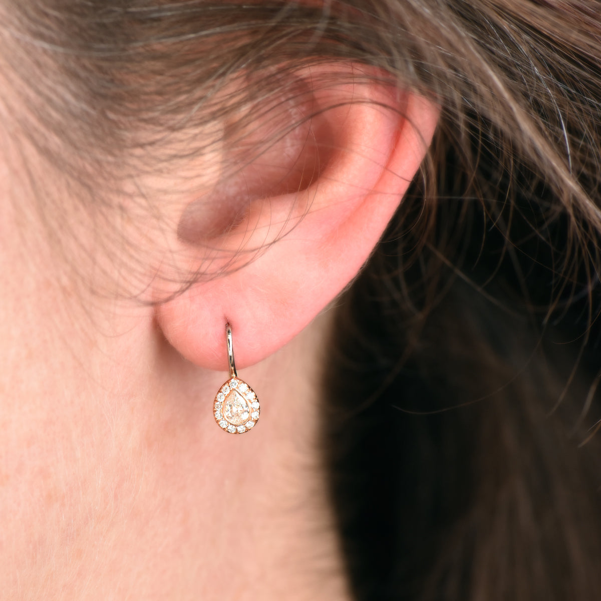 0.31 Carat Pear-Shaped Diamond Lever-Back Earrings - Alternate View 3