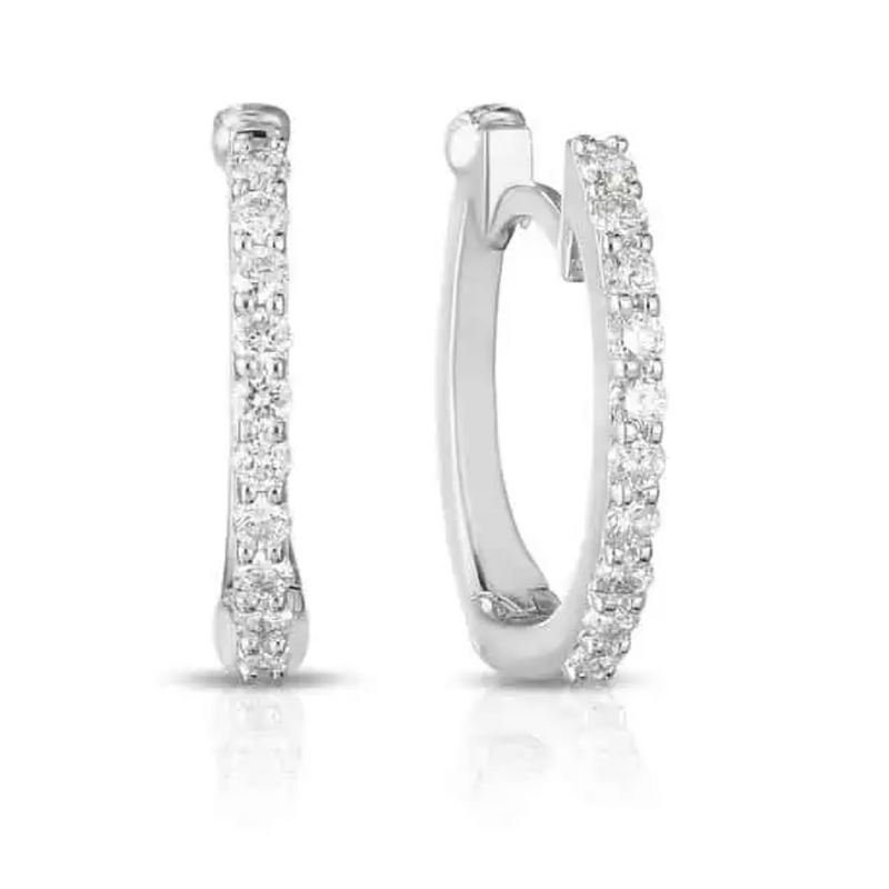18kt White Gold Huggy Diamond Hoop Earrings Earrings Roberto Coin