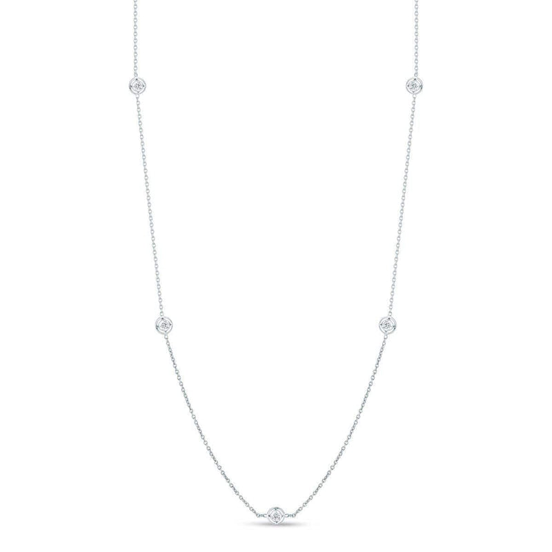 18K White Gold Diamonds by the Inch 7 Station Necklace Necklaces Roberto Coin