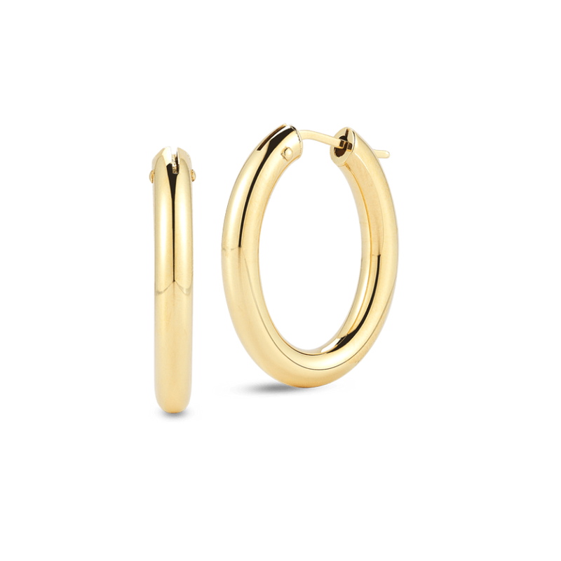 18kt Yellow Gold Designer Large Oval Hoop Earrings Earrings Roberto Coin