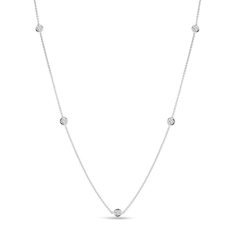 18K White Gold Diamonds by the Inch 5 Station Necklace Necklaces Roberto Coin