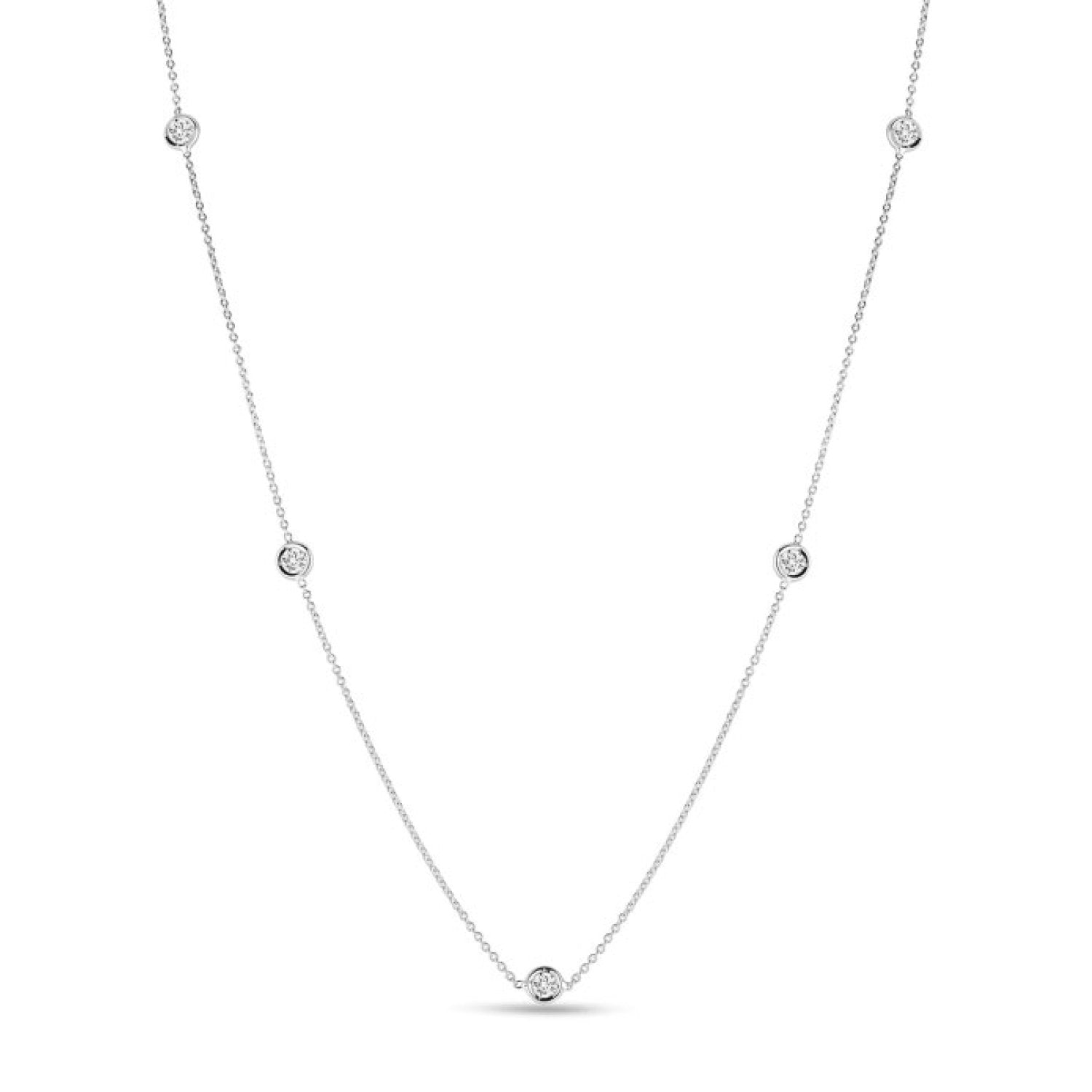 18K White Gold Diamonds by the Inch 5 Station Necklace Necklaces Roberto Coin