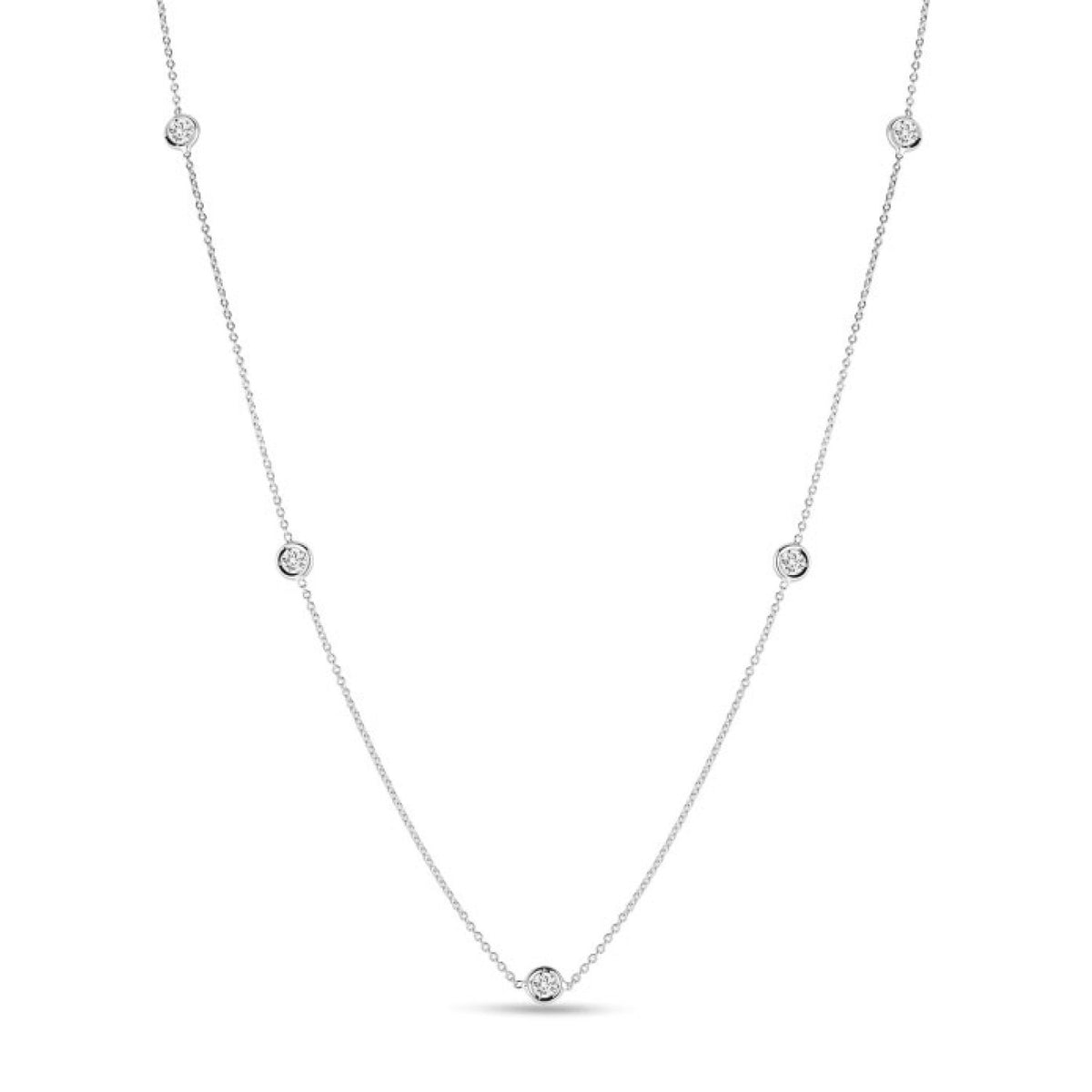 18K White Gold Diamonds by the Inch 5 Station Necklace Necklaces Roberto Coin