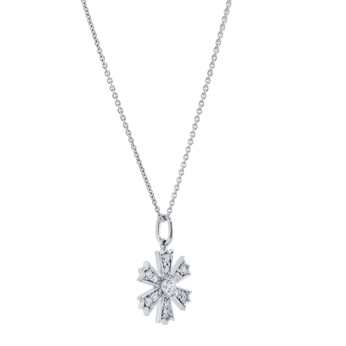 0.25 Carat Diamond Pave Flower Pendant - Alternate View 4