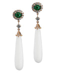 Zambian Emerald Agate Rose Gold Diamond Pave Drop Earrings Earrings H&H Jewels