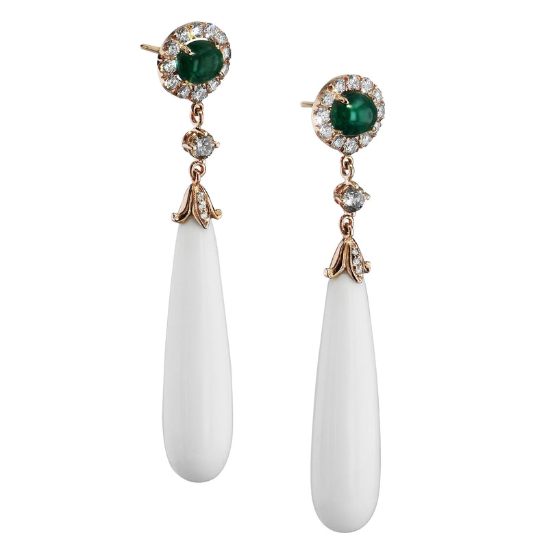 Zambian Emerald Agate Rose Gold Diamond Pave Drop Earrings Earrings H&H Jewels