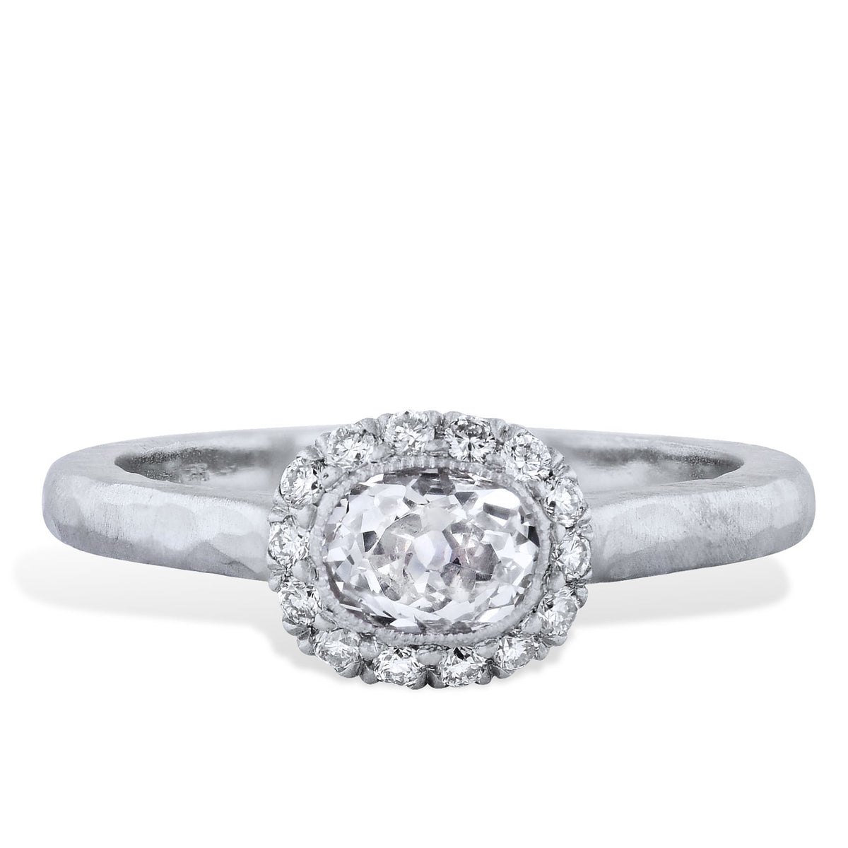 0.76 Carat Old Mine Cushion Cut Engagement Ring Engagement Rings H&H Jewels