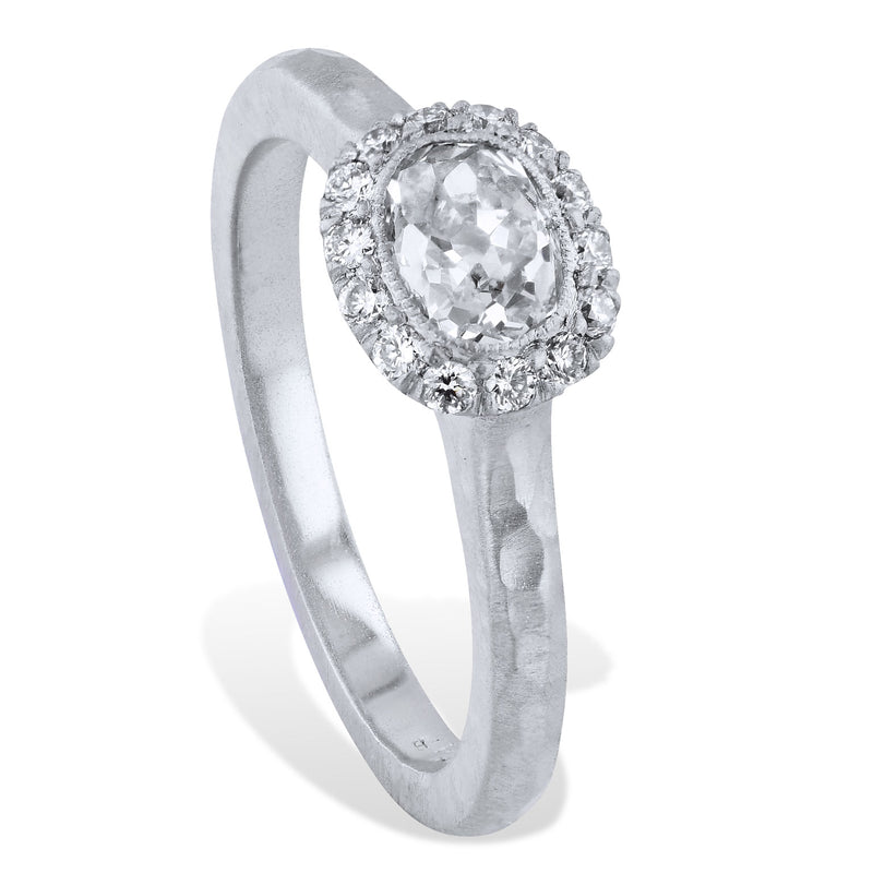 0.76 Carat Old Mine Cushion Cut Engagement Ring Engagement Rings H&H Jewels