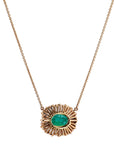 2.81 Carat Oval Emerald And Diamond Baguette Pendant Necklace Necklaces Estate & Vintage