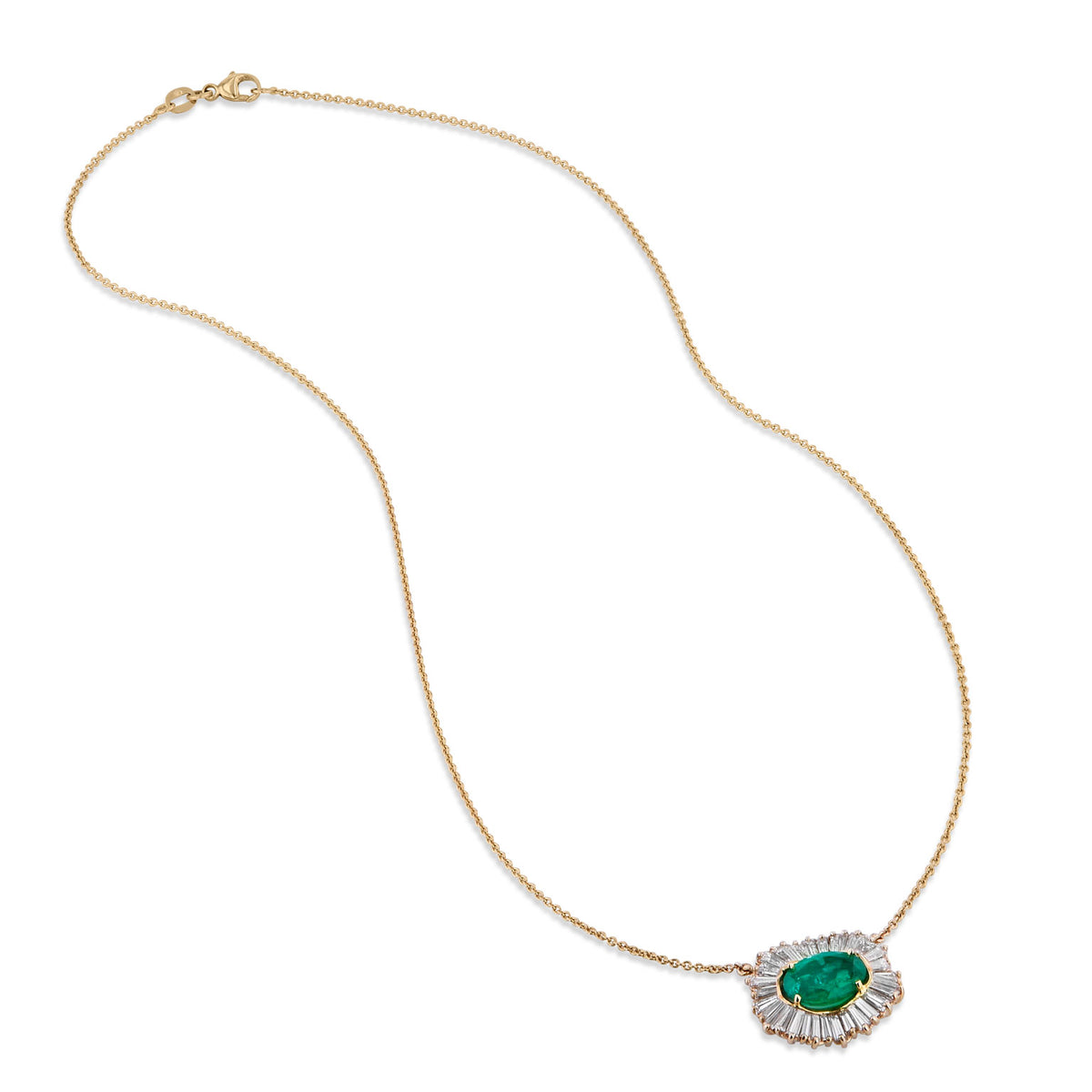 2.81 Carat Oval Emerald And Diamond Baguette Pendant Necklace - Alternate View 3