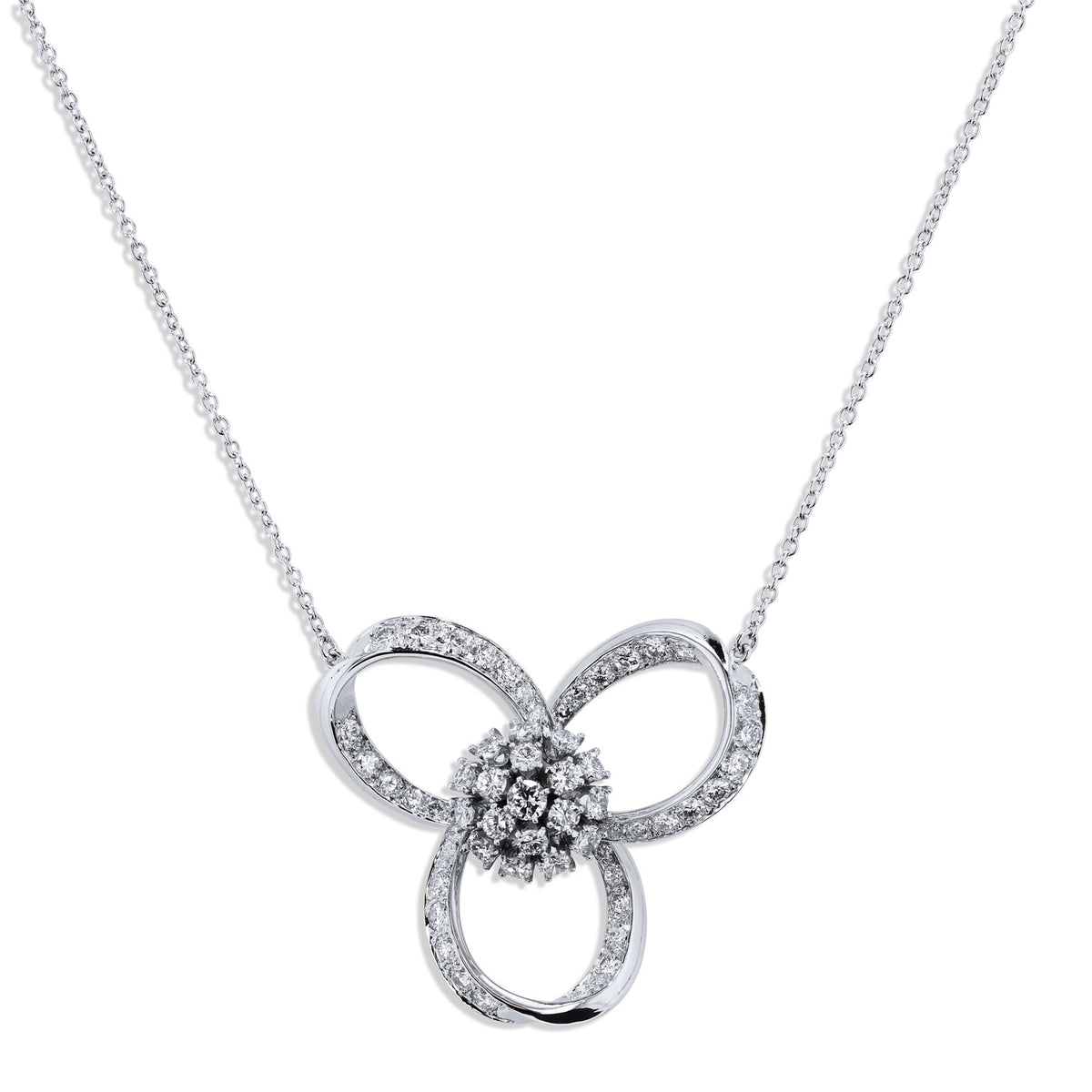 Retro 2.50 Carat Diamond Loop Pendant Necklace Necklaces Estate & Vintage