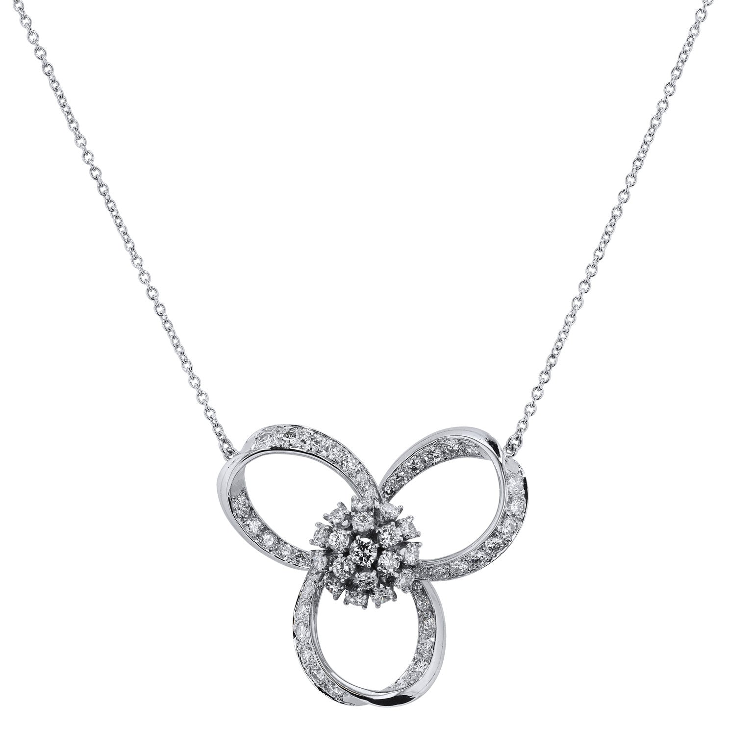 Retro 2.50 Carat Diamond Loop Pendant Necklace Necklaces Estate &amp; Vintage