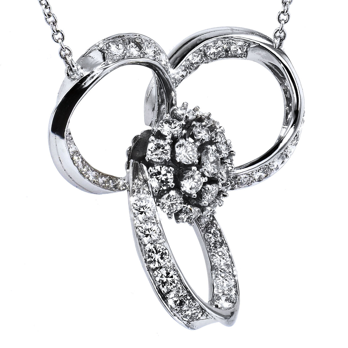 Retro 2.50 Carat Diamond Loop Pendant Necklace - Alternate View 4