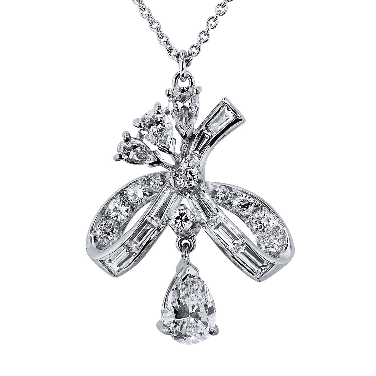 Diamond And Platinum Ornate Pendant Necklace Necklaces Estate &amp; Vintage
