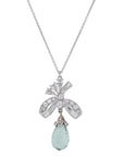 Green Beryl Briolet Diamond Platinum Estate Pendant Necklace Necklaces Estate & Vintage