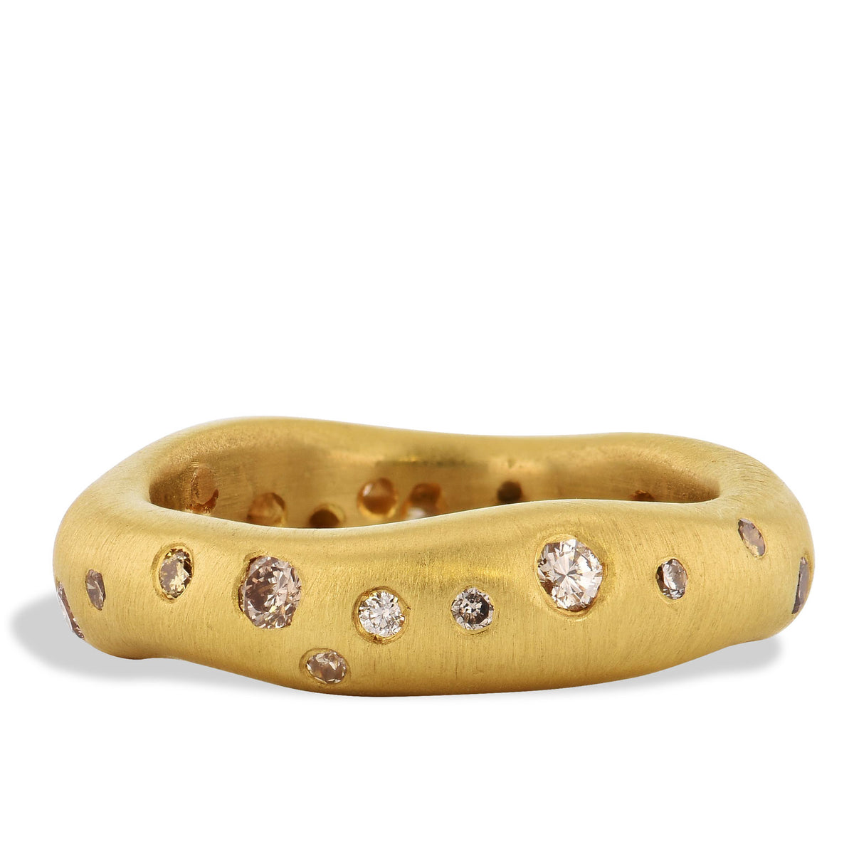 Fancy Color Diamond 22K Brushed Gold Band Ring Rings H&H Jewels