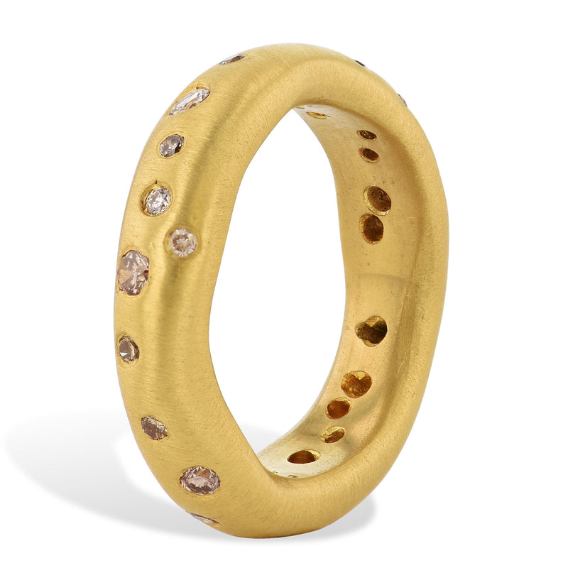 Fancy Color Diamond 22K Brushed Gold Band Ring Rings H&H Jewels