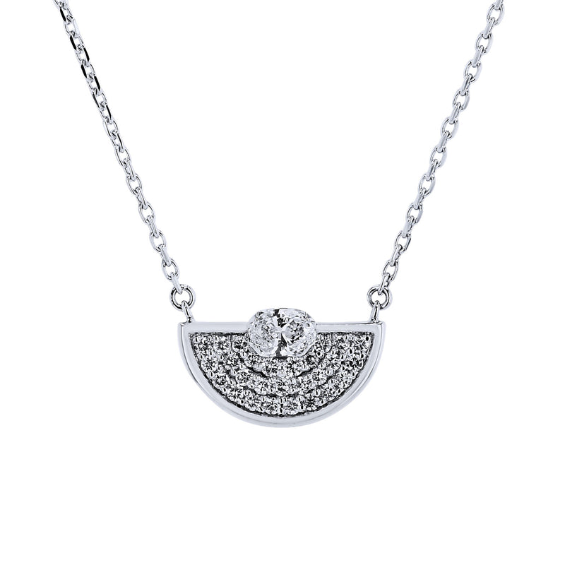 Diamond Half Circle 18 Karat White Gold Pendant Necklace Necklaces Curated by H