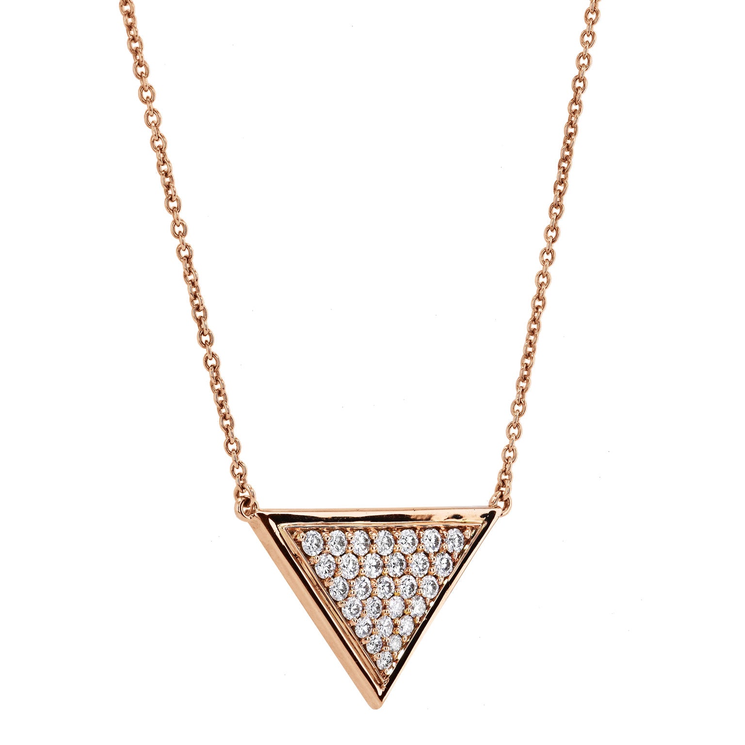 1.12ct Rose Gold Diamond Triangle Pendant Necklace Necklaces Curated by H