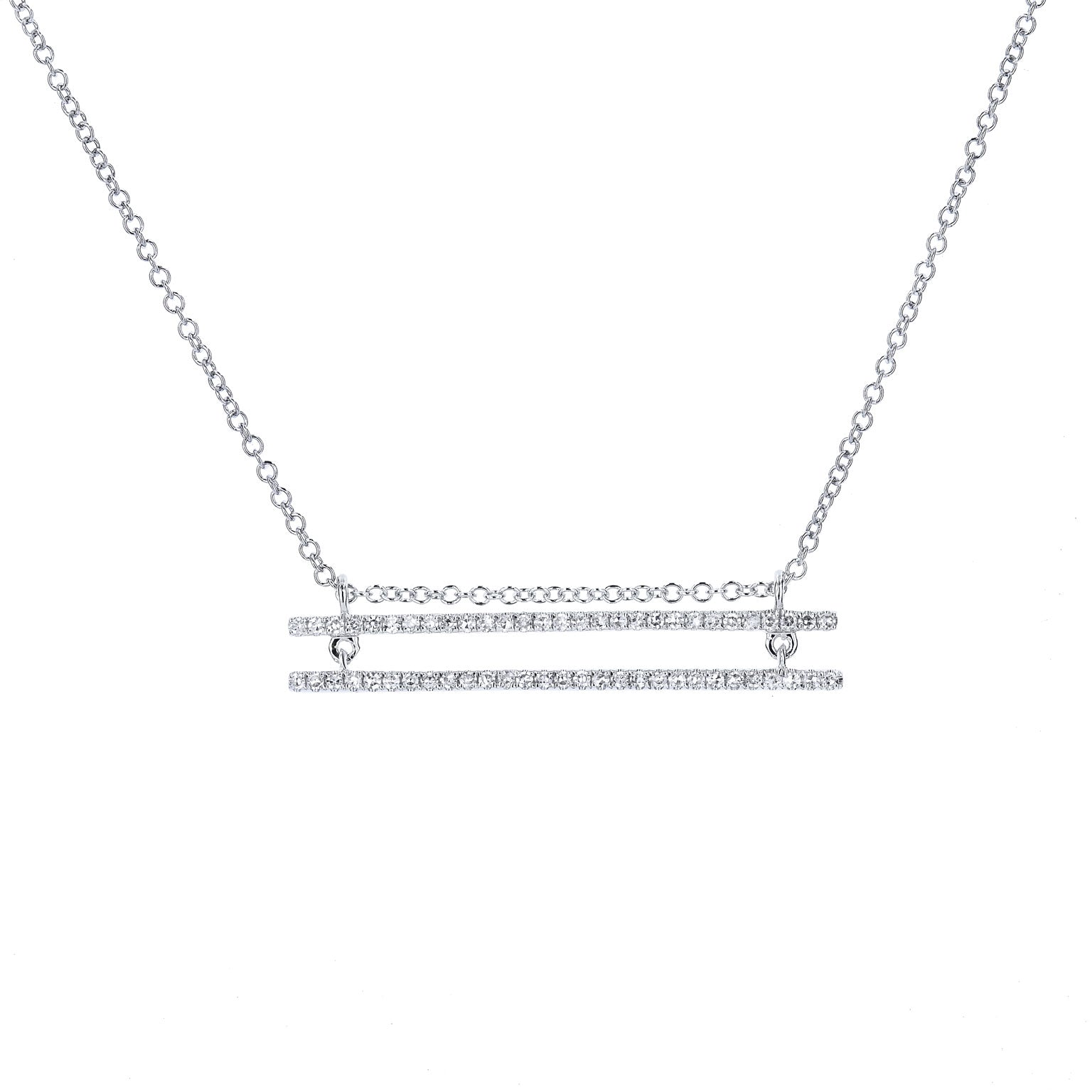 0.21 carat diamond horizontal double bar pendant necklace Necklaces Curated by H