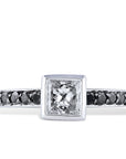 0.58 Carat Princess Cut Diamond With Black Diamond Pave Engagement Ring Engagement Rings H&H Jewels