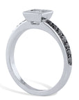 0.58 Carat Princess Cut Diamond With Black Diamond Pave Engagement Ring Engagement Rings H&H Jewels