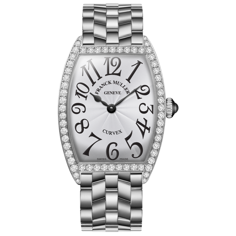 Franck Muller Cintrée Curvex 25mm Stainless Steel Diamond Bezel Quartz Watch - 1752QZDPACBACE Watches Franck Muller