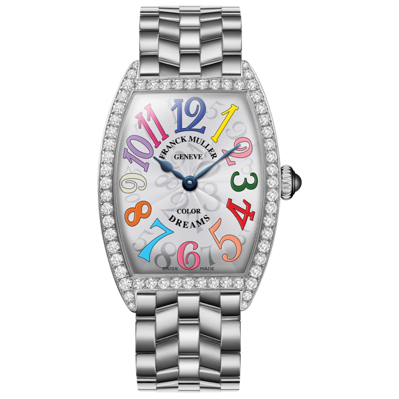 Franck Muller Cintrée Curvex 25mm Stainless Steel Color Dreams Diamond Bezel Watch - 1752QZDPCODRACBACE Watches Franck Muller