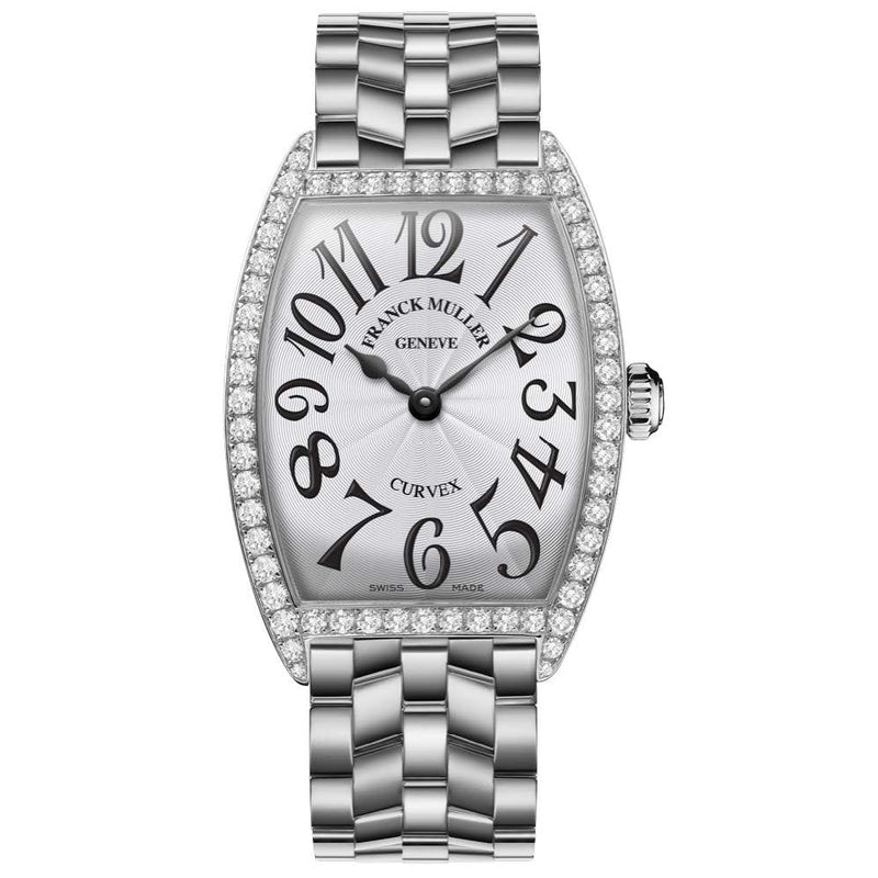 Franck Muller Cintrée Curvex 31mm Stainless Steel Diamond Bezel Quartz Watch - 2852QZDPACBACE Watches Franck Muller