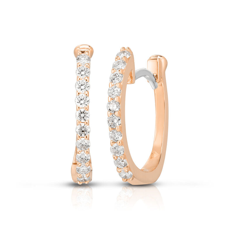 18kt Rose Gold Huggy Diamond Hoop Earrings Earrings Roberto Coin
