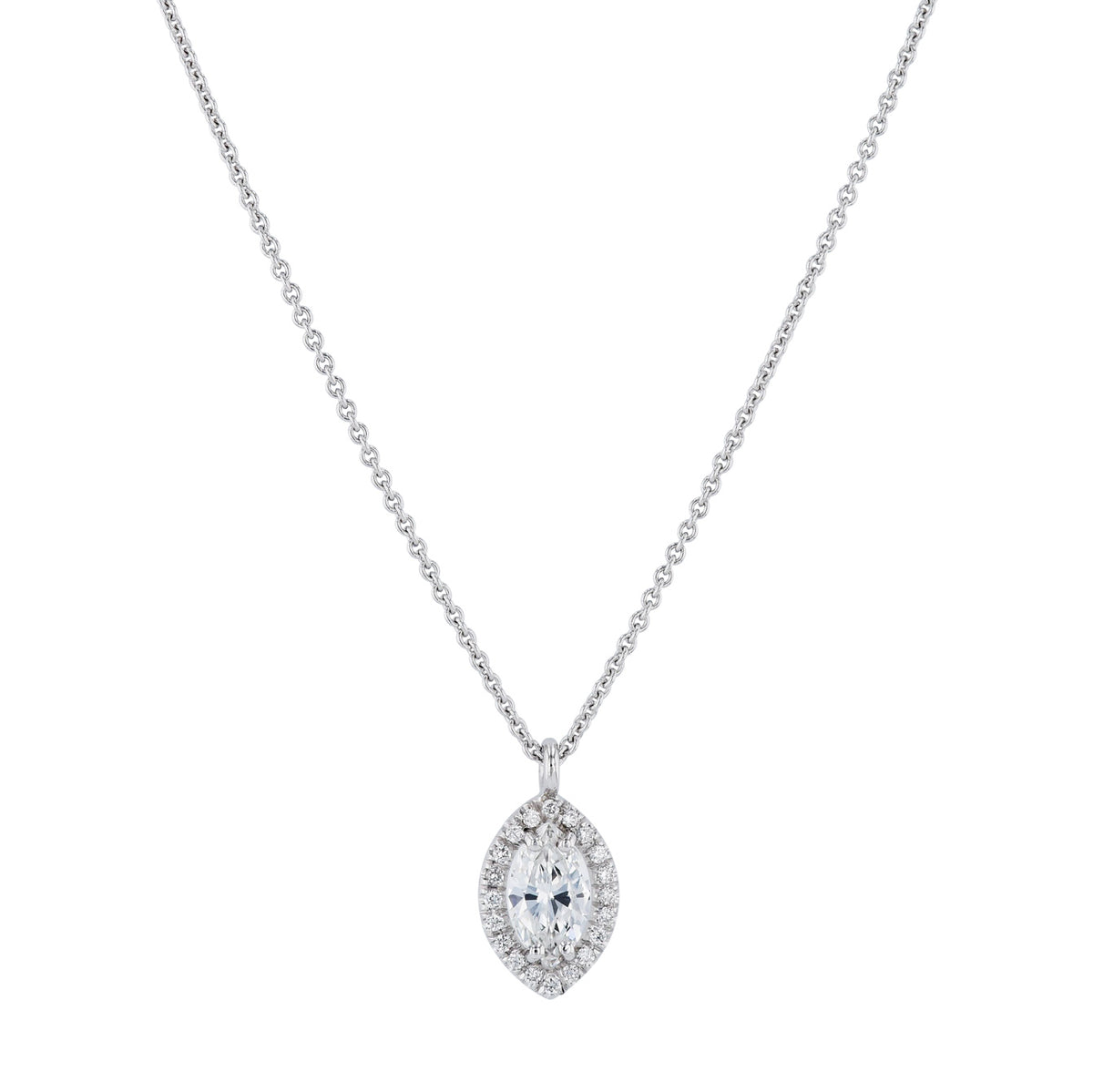 Marquise Diamond White Gold Pendant Necklace Necklaces H&H Jewels
