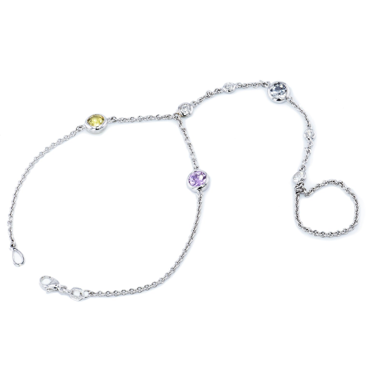 Multi-Color Sapphire Hand Lariat Bracelets H&amp;H Jewels