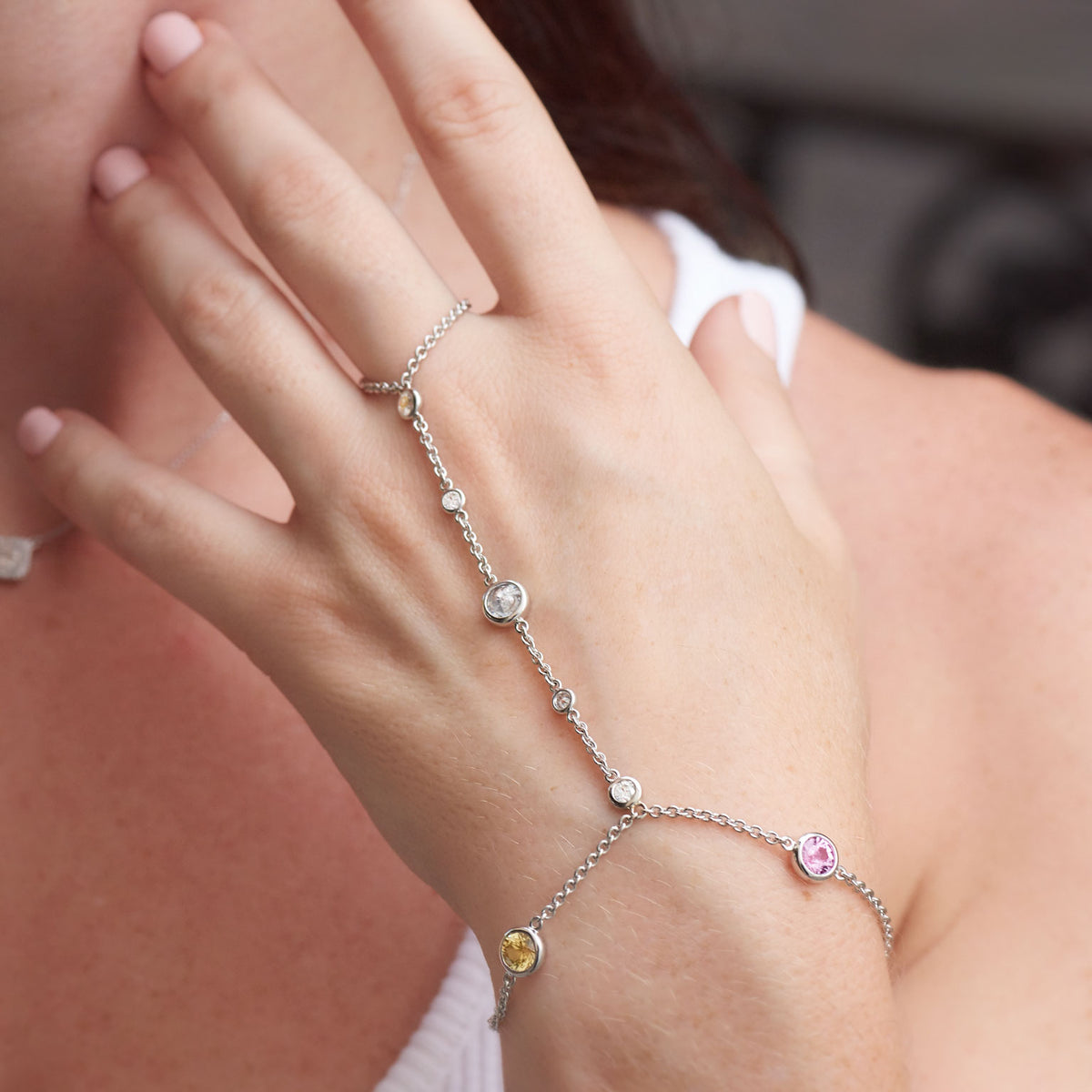 Multi-Color Sapphire Hand Lariat - Alternate View 3