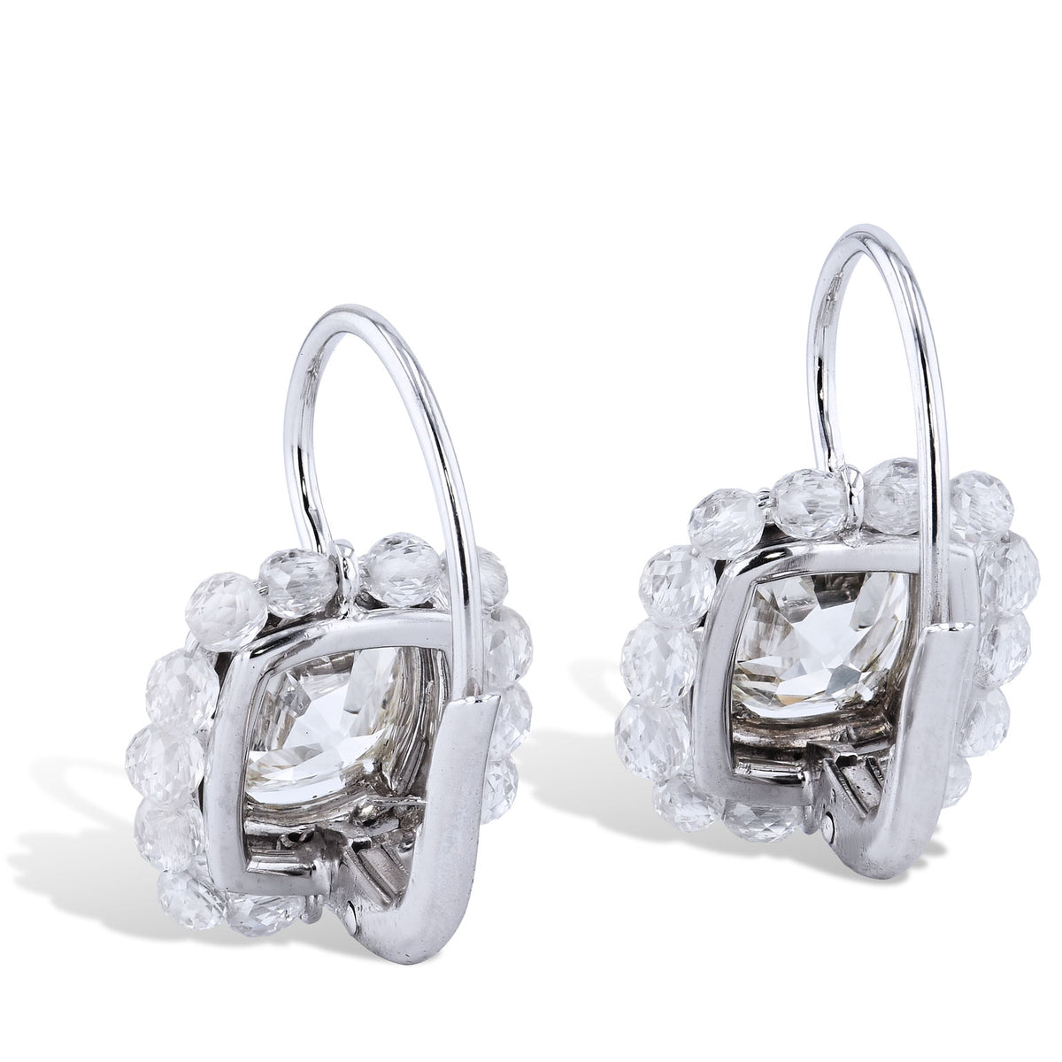 Classic Old Mine Cut Diamond Lever-back Earrings - Alternate View 3