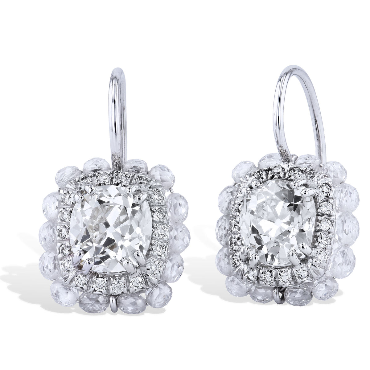 Classic Old Mine Cut Diamond Lever-back Earrings - Alternate View 2