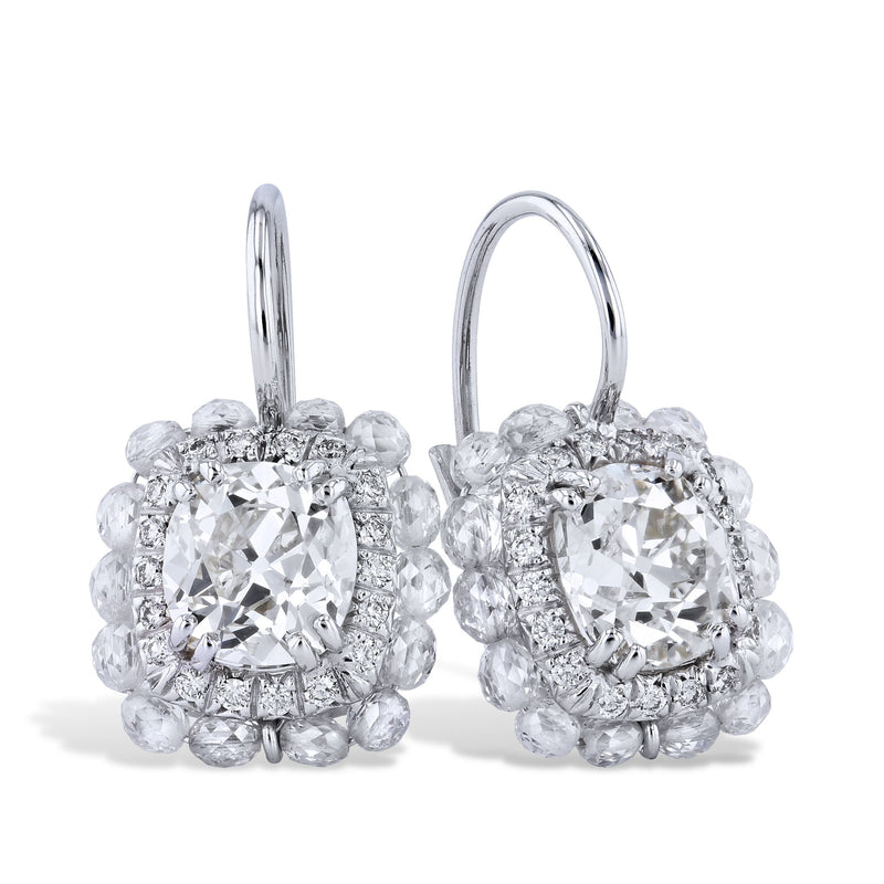 Classic Old Mine Cut Diamond Lever-back Earrings Earrings H&H Jewels