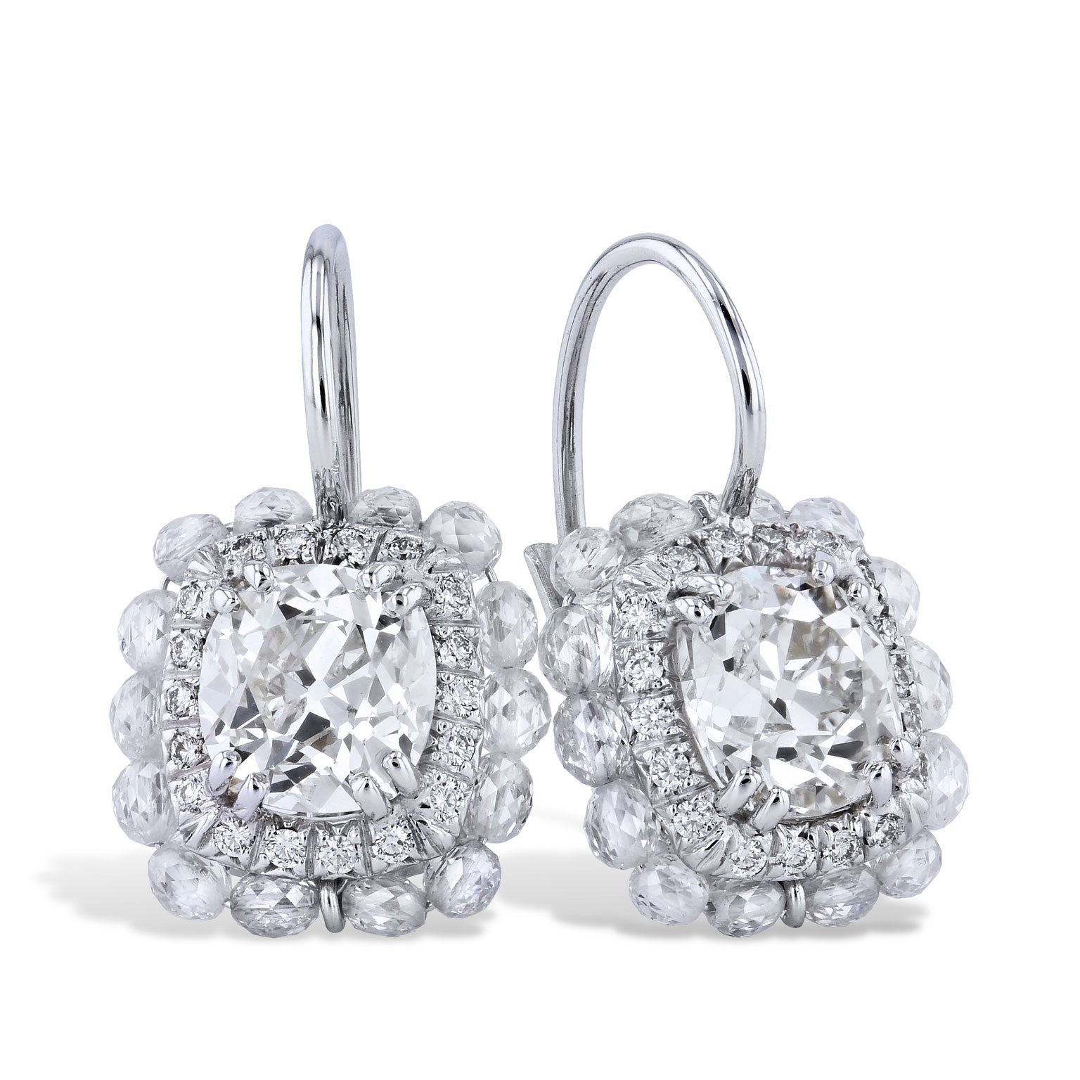 Classic Old Mine Cut Diamond Lever-back Earrings Earrings H&amp;H Jewels