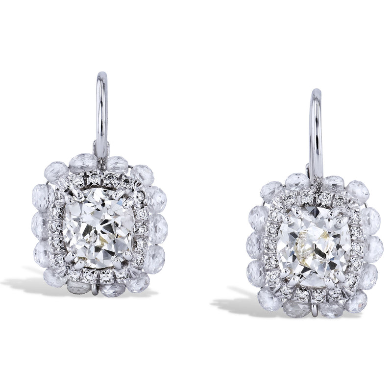 Classic Old Mine Cut Diamond Lever-back Earrings Earrings H&H Jewels