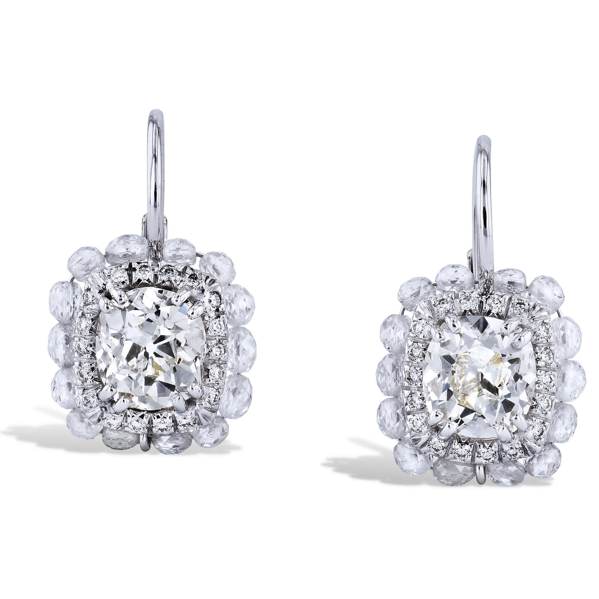 Classic Old Mine Cut Diamond Lever-back Earrings Earrings H&H Jewels