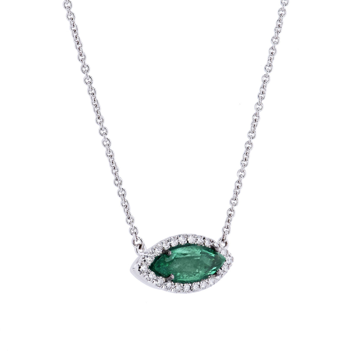 Handmade Emerald And Diamond Pendant - Alternate View 1