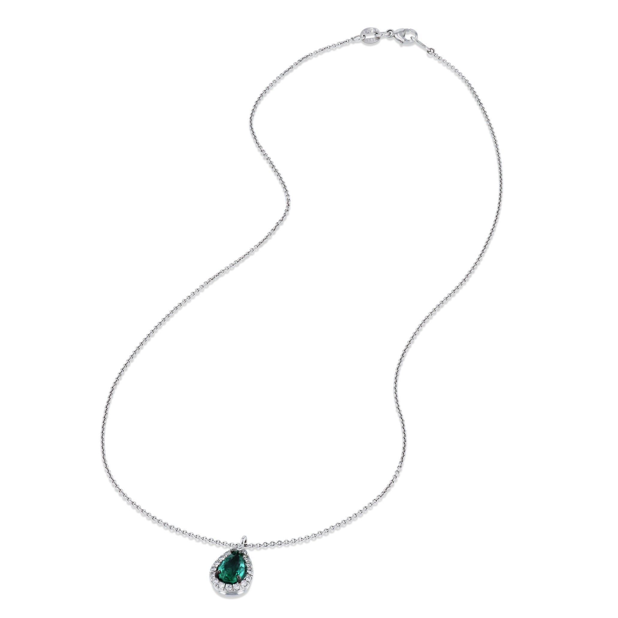 Colombian Emerald White Gold Diamond Pendant Necklace Necklaces H&amp;H Jewels