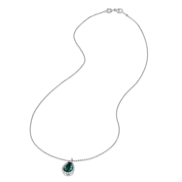 Colombian Emerald White Gold Diamond Pendant Necklace Necklaces H&H Jewels