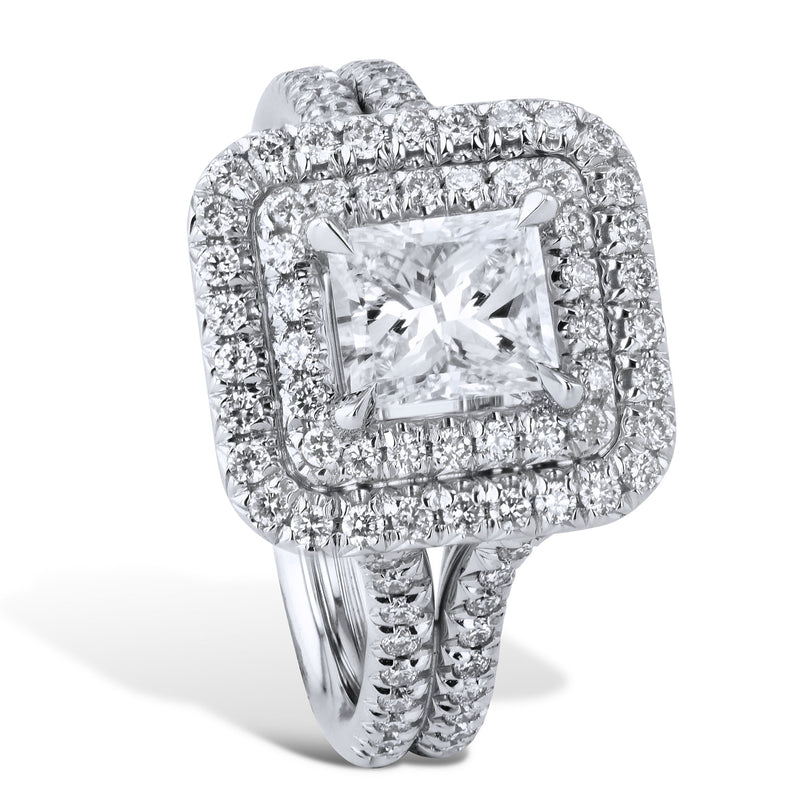 Double Halo Diamond And Platinum Engagement Ring Engagement Rings H&H Jewels