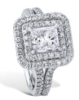 Double Halo Diamond And Platinum Engagement Ring Engagement Rings H&H Jewels