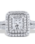 Double Halo Diamond And Platinum Engagement Ring Engagement Rings H&H Jewels