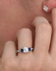 1.02ct Emerald Cut Diamond Engagement Ring with Sapphire Side Stones Engagement Rings H&H Jewels