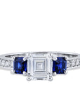 1.02ct Emerald Cut Diamond Engagement Ring with Sapphire Side Stones Engagement Rings H&H Jewels