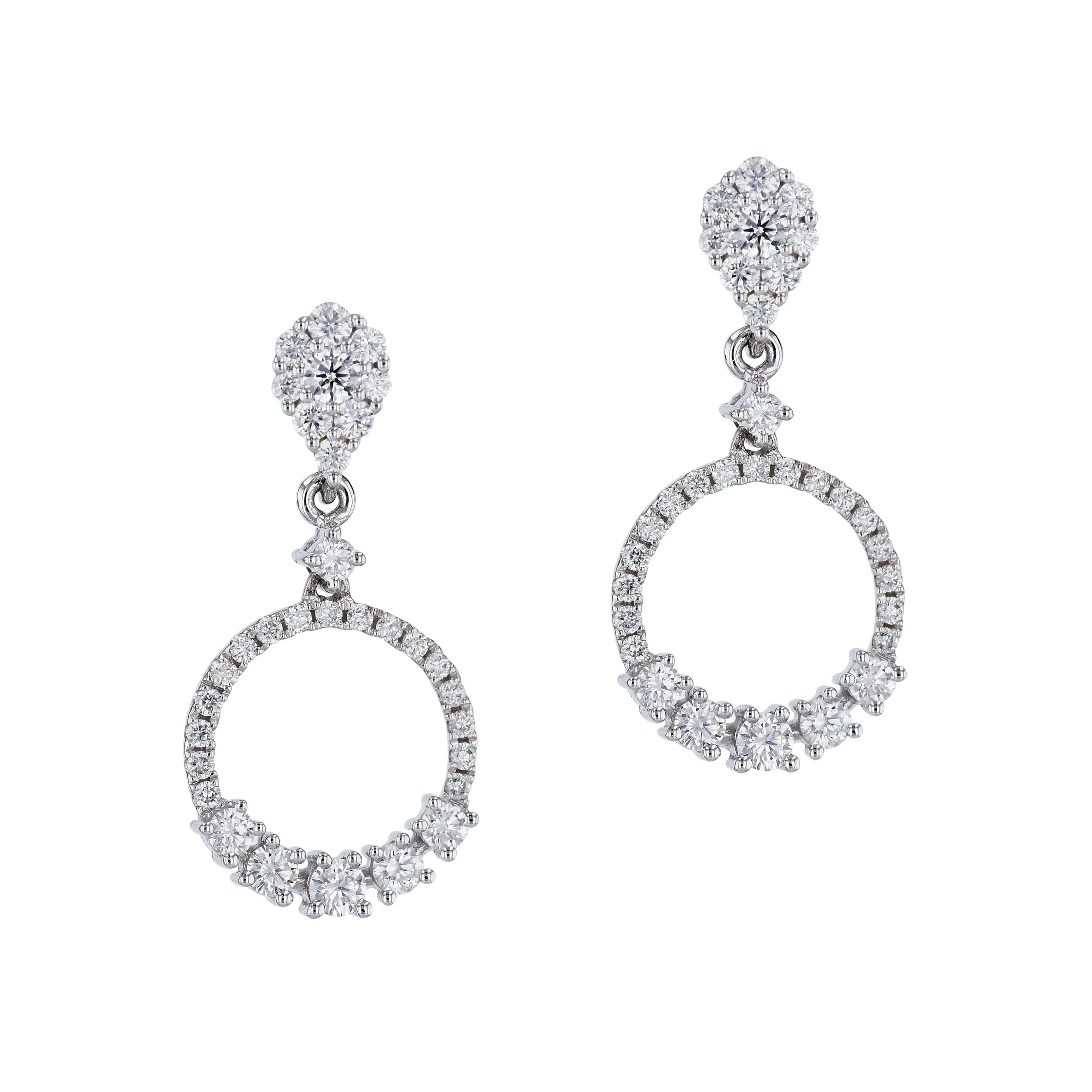 18kt White Gold Diamond Drop Earrings Earrings Curated by H