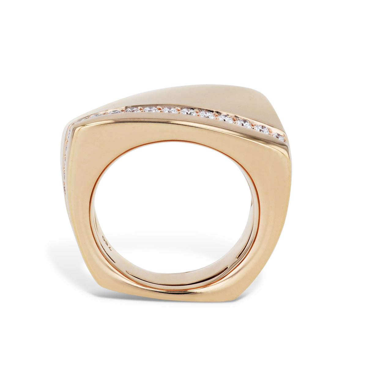 Diamond Thick Rose Gold Band Ring - Alternate View 1