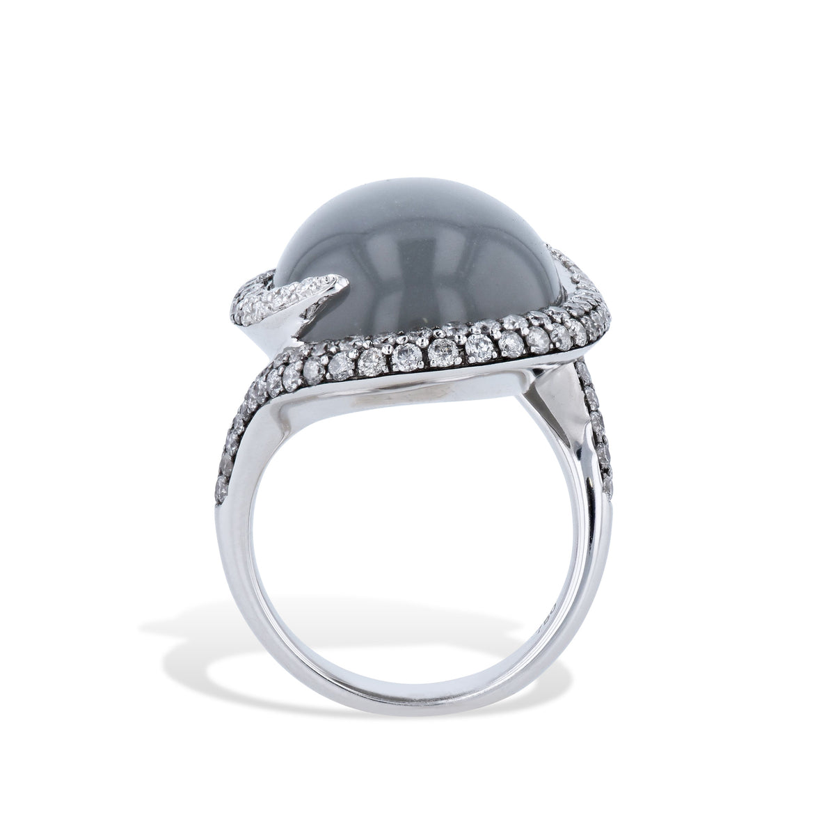 Grey Moonstone Diamond 18K White Gold Ring - Alternate View 1